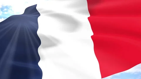 France Flag Seamless Loop 4k 60fps on Sky Background Stock Footage 341560050