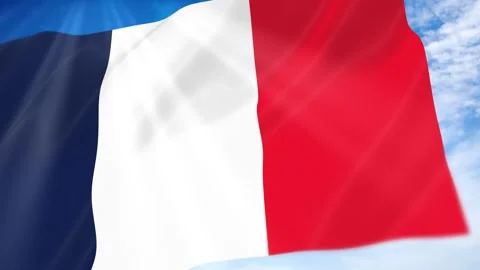 France Flag Seamless Loop 4k 60fps on Sky Background Stock Footage 341673037
