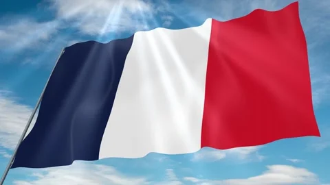 France Flag Seamless Loop 4k 60fps on Sky Background Stock Footage 341756985