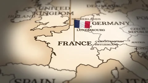 France flag showing on world map with 3d rendering Stock Footage 275019101
