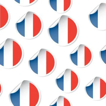 France flag sticker seamless pattern background. Business concept label picto Stock Illustration