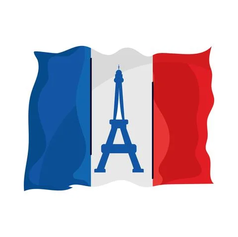 France flag with tower eiffel Illustrazione stock
