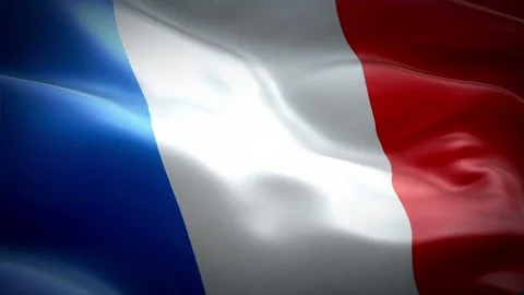 France Flag Wave Loop waving in wind. Realistic French Flag background Stock Footage 97748606