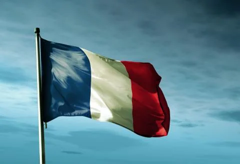 France flag waving in the evening 스톡 일러스트