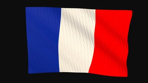 France flag waving in the wind on a black background Vidéo 343209451