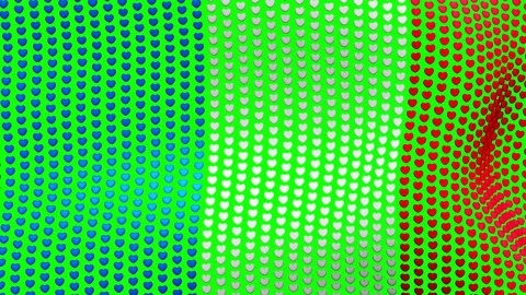 France flag is waving in the wind, consisting of hearts, on a green background. Stock Footage 69867477