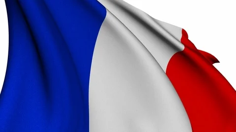 France flag on white background Stock Footage 125949272