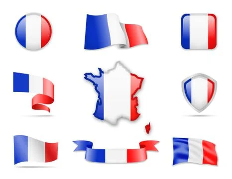 France Flags Collection 库存插图