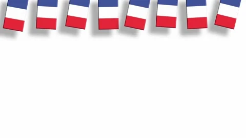 France flags hanging at the top on white background Stock Footage 325604200