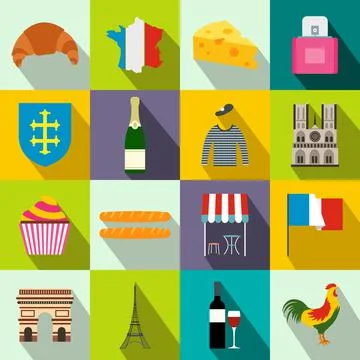 France flat icons Stock Illustration