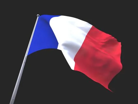 France flying flag isolate on black background. 스톡 일러스트