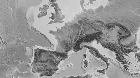 France on the globe. Bevel. Grayscale. No labels Stock Footage 254661003