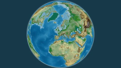 France on the globe. Bevel. Physical. No labels Stock Footage 327466058