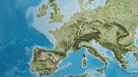 France on the globe. Bevel. Satellite. Labels Stock Footage 336920135