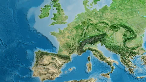 France on the globe. Bevel. Satellite. Labels Stock Footage 337038231