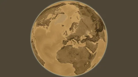 France on the globe. Bevel. Sepia elevation. No labels Stock Footage 300541819