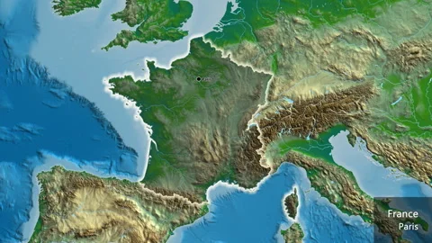 France on the globe. Glow. Physical. Labels Stock Footage 308839286