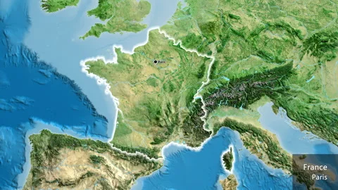 France on the globe. Glow. Satellite. Labels Stock Footage 321786846