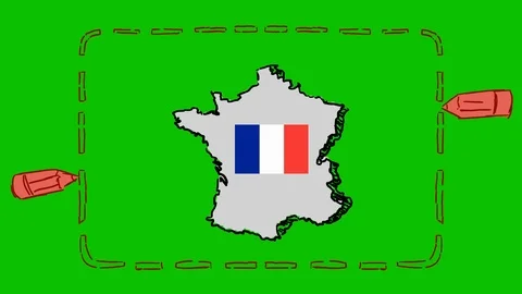 France - Hand-Drawn Animation - rectangle red Stock Footage 97988881