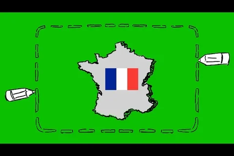 France - Hand-Drawn Animation - rectangle white Stock Footage 98004959