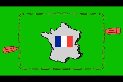 France - Hand-Drawn Animation - rectangle red Stock Footage 98004965