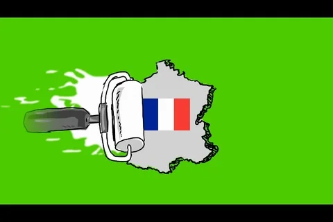 France - Hand-Drawn Animation - scroll paint white Stock Footage 98004967