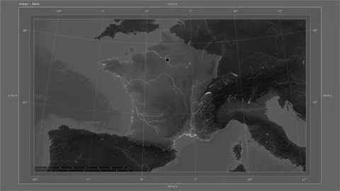 France highlighted - composition. Grayscale Stock Illustration