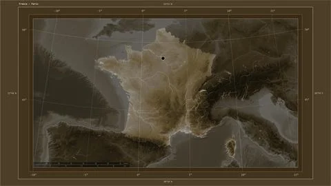 France highlighted - composition. Sepia Stock Illustration