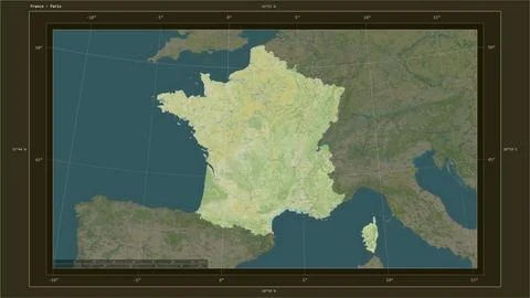France highlighted - composition. Topo Humanitarian Illustrazione stock