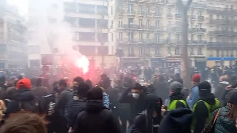 France: Hundreds Of Thousands Join Second Nationwide Strike Over Pension Ref... Stock Footage 231898942