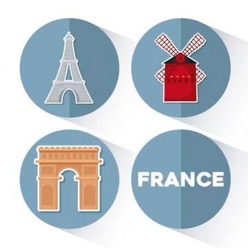 France icon set Illustrazione stock