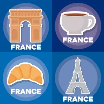 France icon set 스톡 일러스트