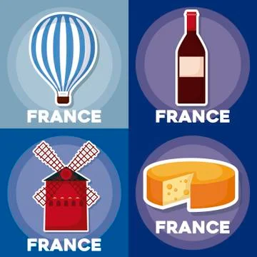 France icon set Stock Illustration