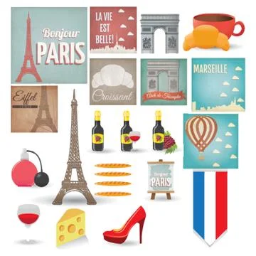 France Icon Set Illustrazione stock