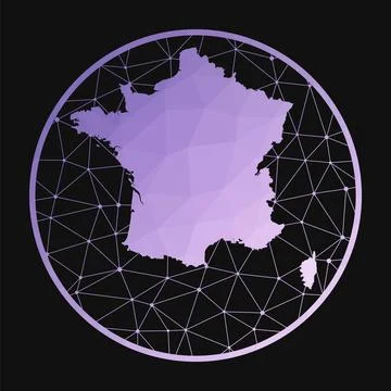 France icon. Vector polygonal map of the country. France icon in geometric .. Stock Illustration