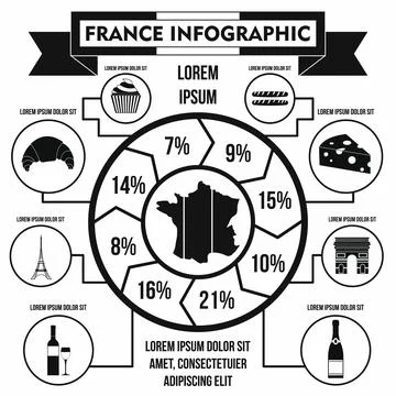 France infographic elements, simple style Stock Illustration