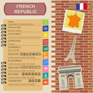 France infographics, statistical data, sights 스톡 일러스트