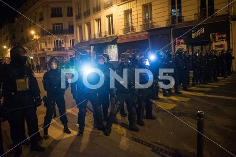 FRANCE - LABOUR - LAW - PROTEST - NIGHT Stock Photos