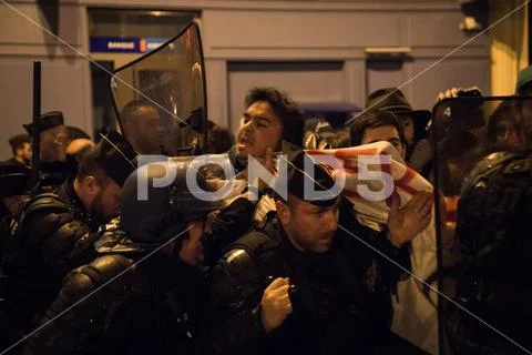 FRANCE - LABOUR - LAW - PROTEST - NIGHT Stock Photos