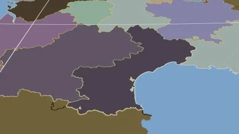 France - Languedoc-Roussillon outlined on solid map 库存插图