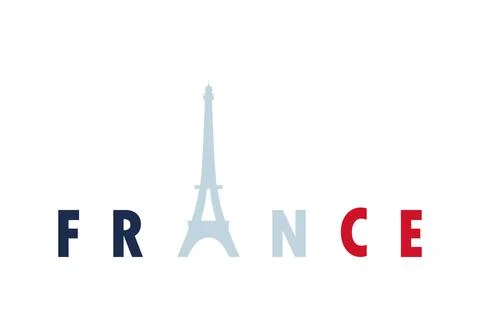 France lettering with a eiffel tower Ilustração Stock