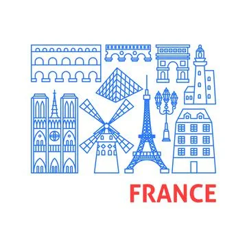 France Line Objects 库存插图