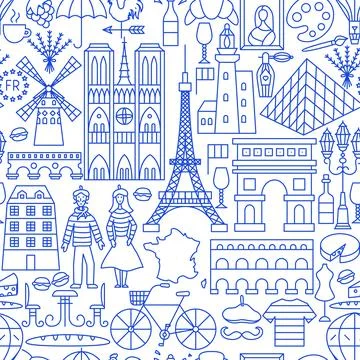 France Line Seamless Pattern Stock Illustration