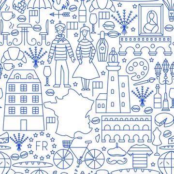France Line Seamless Pattern Stock Illustration