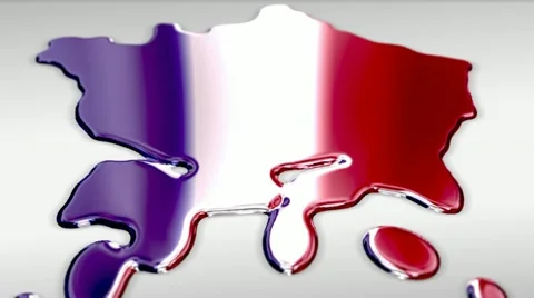 France liquid map, reflective flag Video stock 12762319