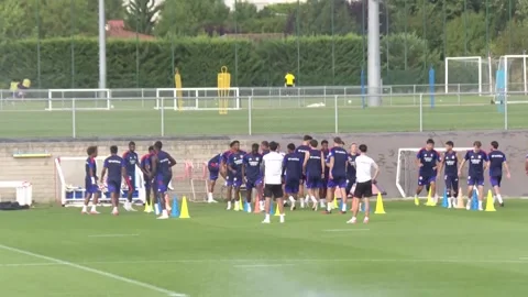 France: Lyon complete preparations ahead of Fenerbahce return leg in Cham... Stock Footage 343522892
