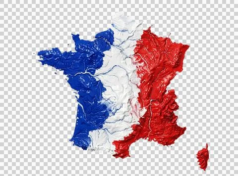 France map abstract splash paint flag colors blue white red national symbol. Stock Illustration