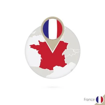 France map and flag in circle. Map of France, France flag pin. Map of Franc.. Illustrazione stock