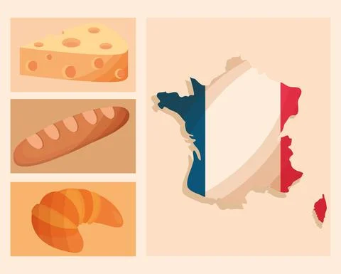 France map and flag 스톡 일러스트