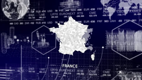 France Map Animation Loop | Growth, GDP, Oil Economy &amp; Development Insights Stock Footage 331578575